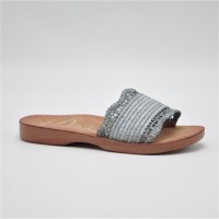 Grey Woven Slippers for Women