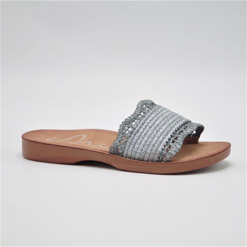 Grey Woven Slippers for Women